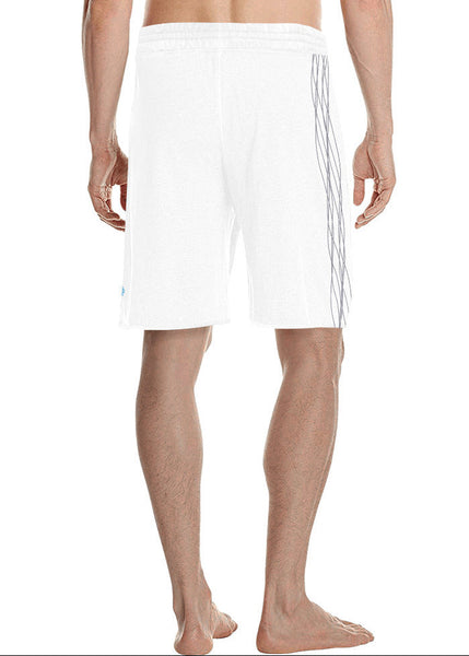 White shorts with three stripes on a white background