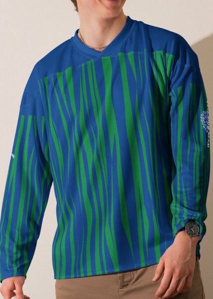 Verticle Blue/Green Long Sleeve Jersey Style - NEW!