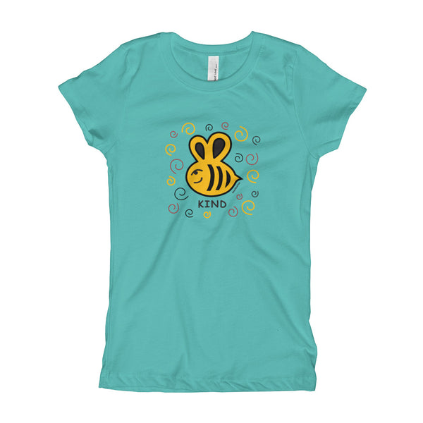 Bee Kind - Girl's Princess T-Shirt - Wear Blue Tree