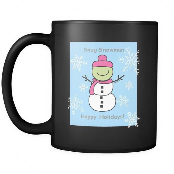 Snug Snowman - Black Mug - Wear Blue Tree